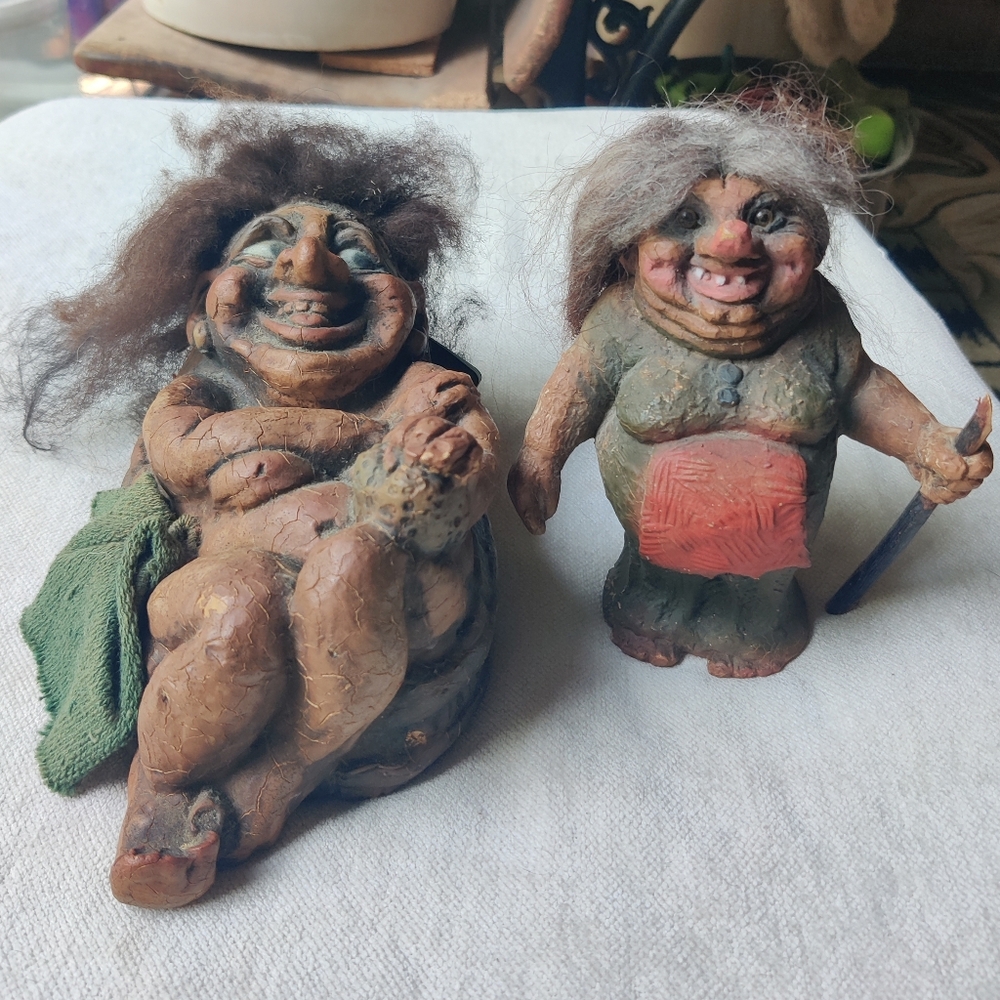 Fosse-Troll Norway 2 Figurines 141 Handmade Fantasy Folklore Scandinavian Tag